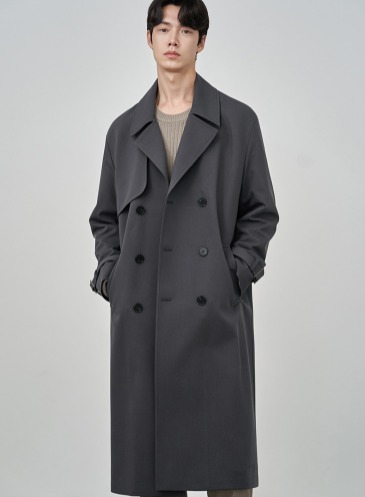 OVERSIZED WOOL TRENCH COAT [CHARCOAL]