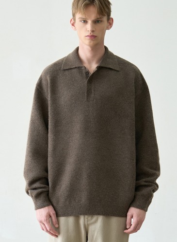 HAIRY PULLOVER COLLAR KNIT [M.BROWN]