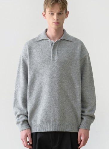 HAIRY PULLOVER COLLAR KNIT [M.GREY]
