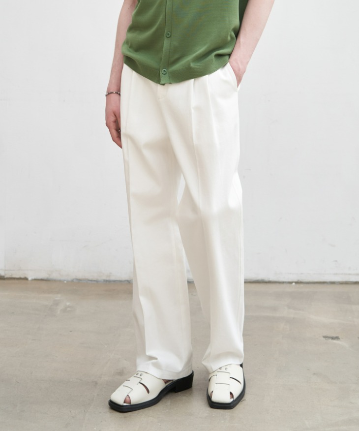 WIDE BANDING CHINO PANTS [OFF WHITE]