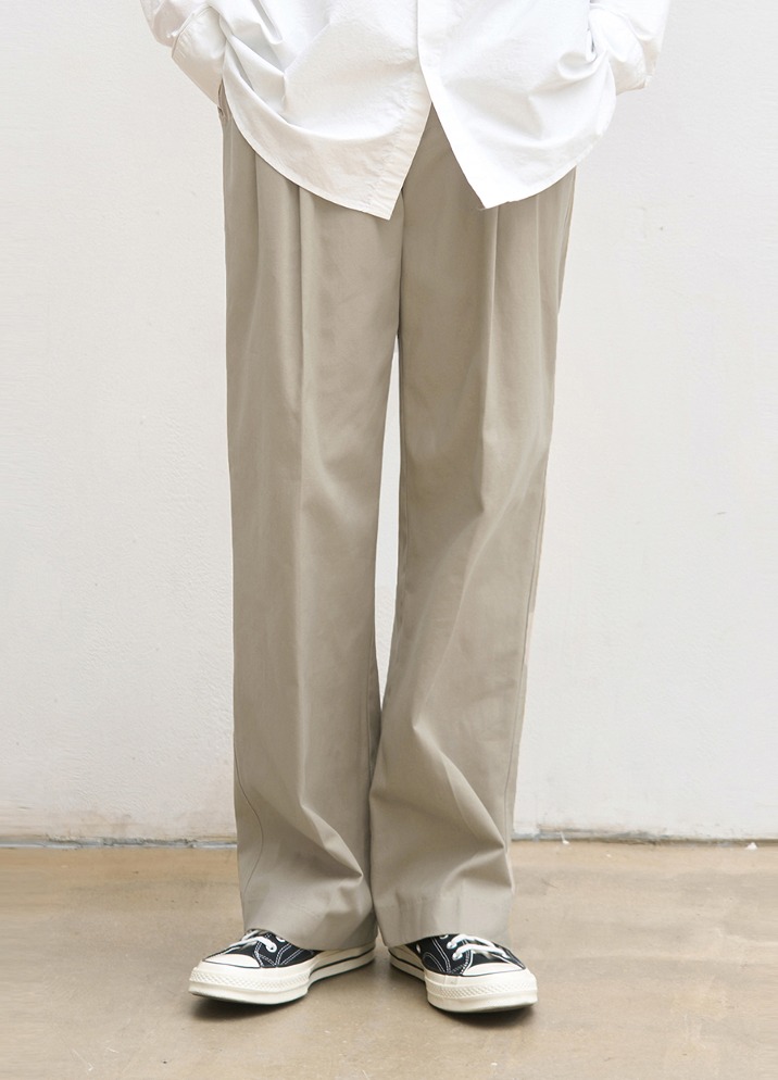 WIDE BANDING CHINO PANTS [L.BEIGE]