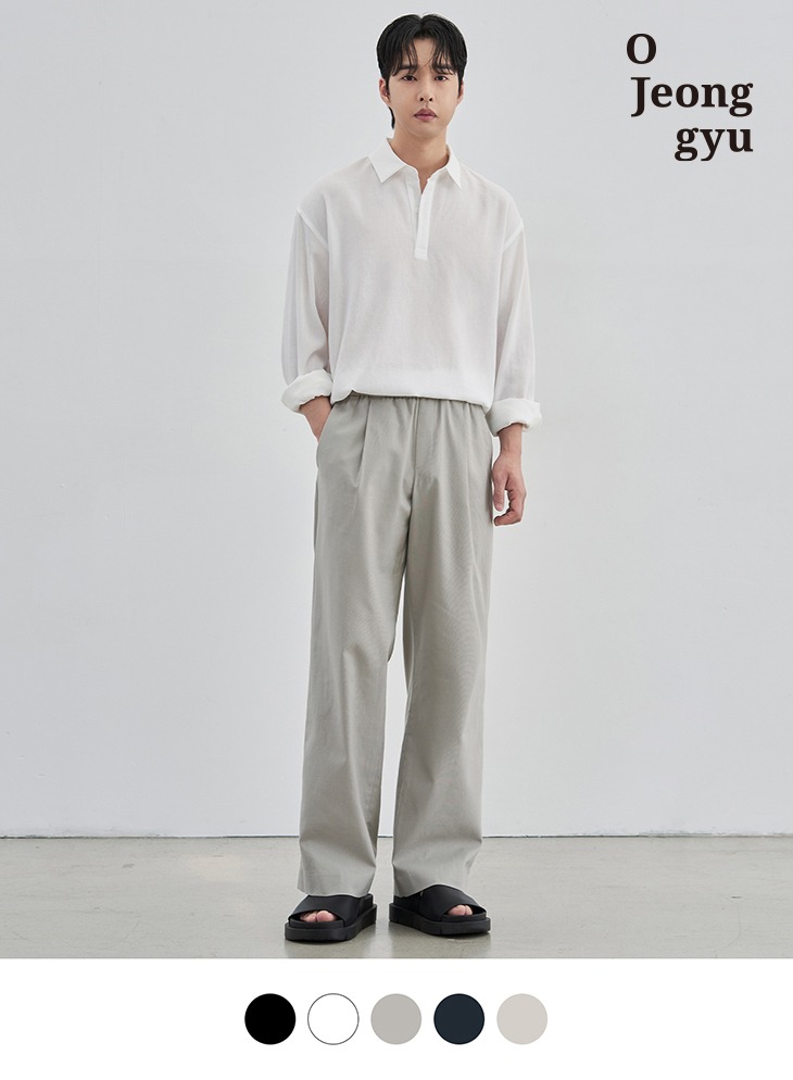 [OH JEONG GYU x DRAW FIT]  LINEN ONE-TUCK WIDE BANDING PANTS [5COLORS]