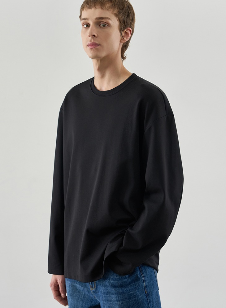 OVER-FIT VENT LAYERED T-SHIRT [BLACK]