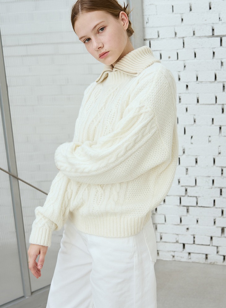 MOHAIR CABLE PULLOVER KNIT [IVORY]