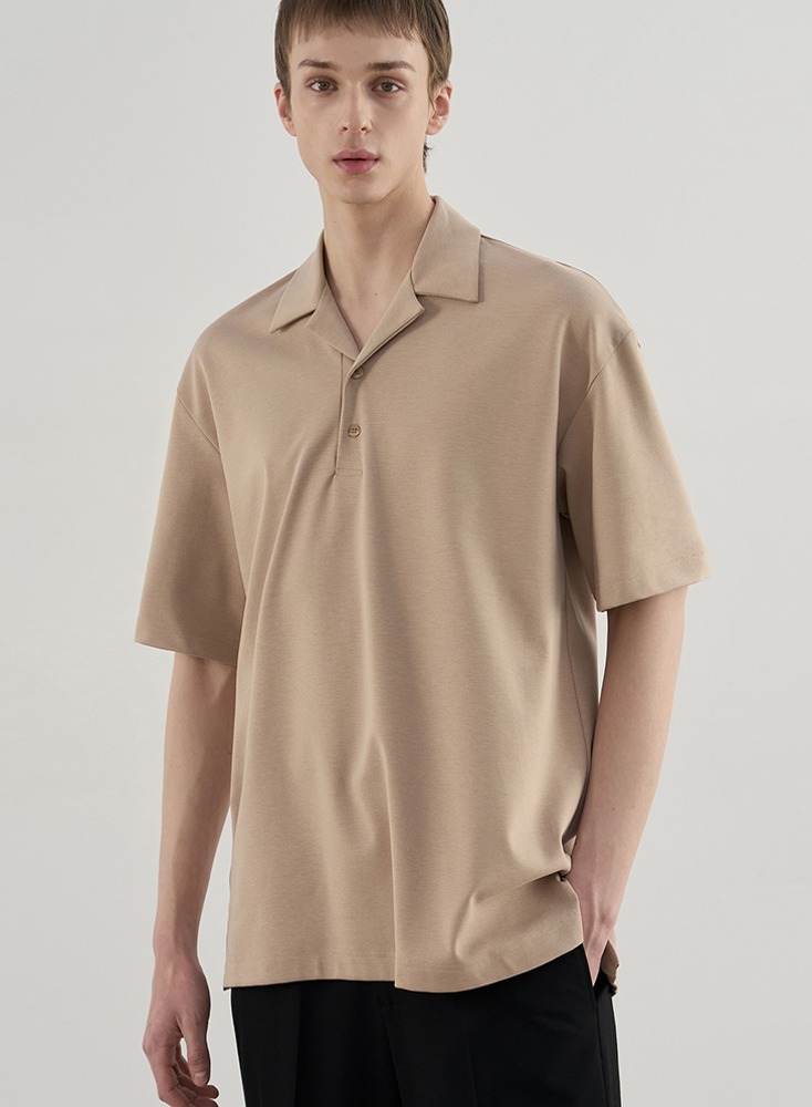 RE-EDITION OPEN COLLAR T-SHIRTS [BEIGE]