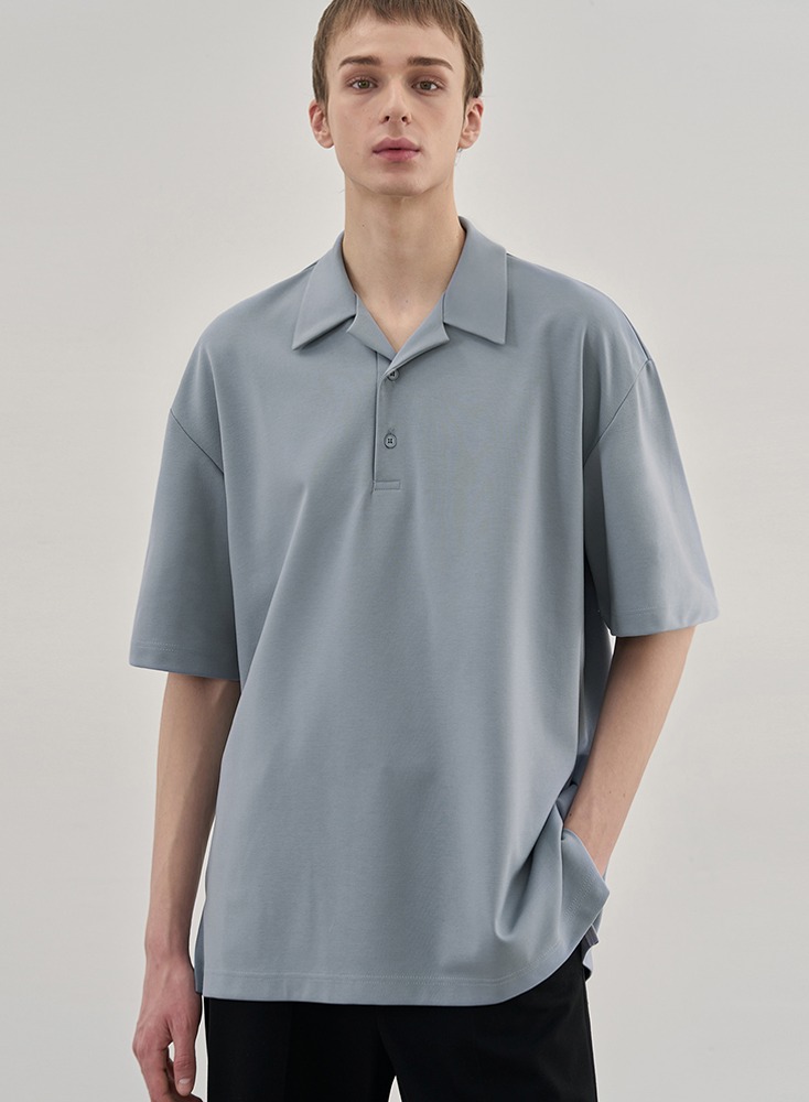 RE-EDITION OPEN COLLAR T-SHIRTS [INDI BLUE]