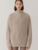 OVER-FIT TEXTURED TURTLE NECK KNIT [OATMEAL]