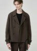 RELAXED WOOL SHORT TRENCH JACKET [DARK BROWN]
