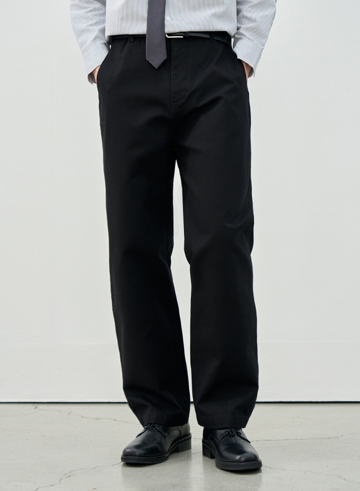 WASHED OFFICER CHINO PANTS [BLACK]
